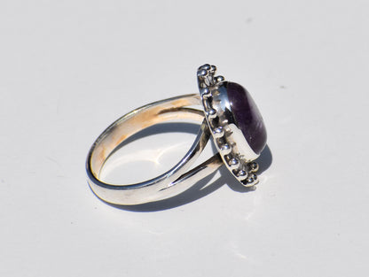 Amethyst Ring, 925 Sterling Silver Ring, Natural Amethyst Gemstone, Purple Gemstone, Oval Stone Ring, February Birthstone, Statement Ring