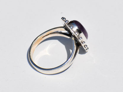 Amethyst Ring, 925 Sterling Silver Ring, Natural Amethyst Gemstone, Purple Gemstone, Oval Stone Ring, February Birthstone, Statement Ring