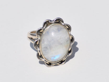 Moonstone Ring, Sterling Silver Ring, Handmade Ring, Natural Moonstone, Oval Gemstone, Birthstone Ring, Statement Ring, Gift For Her, Ring