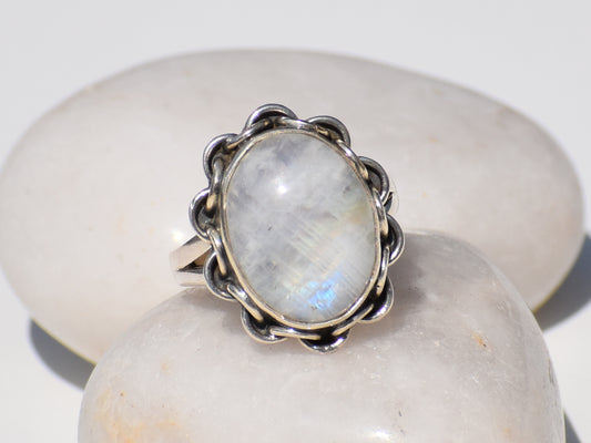 Moonstone Ring, Sterling Silver Ring, Handmade Ring, Natural Moonstone, Oval Gemstone, Birthstone Ring, Statement Ring, Gift For Her, Ring