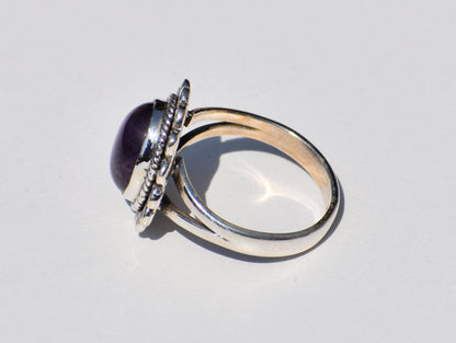 Natural Amethyst Ring, Sterling Silver Ring, Handcrafted Ring, February Birthstone, Purple Stone, Boho Jewelry, Statement Ring, Gift For Her