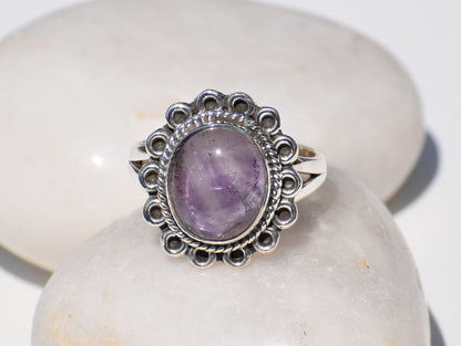 Natural Amethyst Ring, Sterling Silver Ring, Handcrafted Ring, February Birthstone, Purple Stone, Boho Jewelry, Statement Ring, Gift For Her
