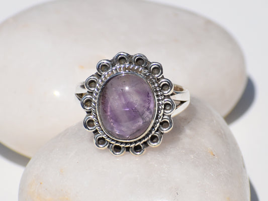Natural Amethyst Ring, Sterling Silver Ring, Handcrafted Ring, February Birthstone, Purple Stone, Boho Jewelry, Statement Ring, Gift For Her