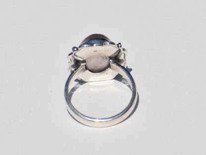 Natural Rose Quartz Ring, Sterling Silver Ring, Oval Gemstone, Statement Jewelry, Boho Jewelry, Wedding Ring, Anniversary Gift, Gift For Her