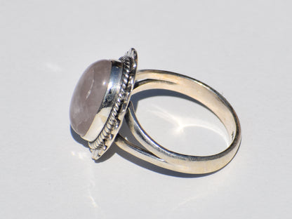 Rose Quartz Ring, Natural Rose Quartz, 925 Silver Ring, Healing Ring, Boho Jewelry, Vintage Style, Statement Ring, Valentine Gift For Her