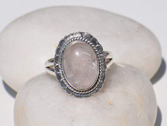 Rose Quartz Ring, Natural Rose Quartz, 925 Silver Ring, Healing Ring, Boho Jewelry, Vintage Style, Statement Ring, Valentine Gift For Her