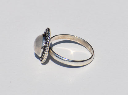 Rainbow Moonstone, Moonstone Ring, Sterling Silver Ring, Round Gemstone, Handmade Ring, Statement Ring, Vintage Ring, Everyday Ring, Gift