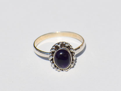 Oval Amethyst Ring, Amethyst Raw Stone, 925 Solid Sterling Silver, Birthstone Jewelry, Zodiac Ring, Purple Stone Ring, Handmade Gift For Her