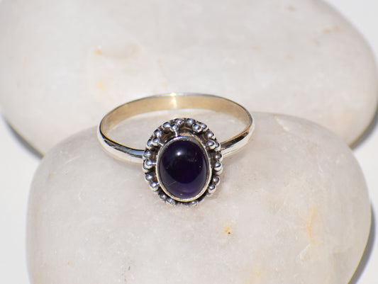 Oval Amethyst Ring, Amethyst Raw Stone, 925 Solid Sterling Silver, Birthstone Jewelry, Zodiac Ring, Purple Stone Ring, Handmade Gift For Her