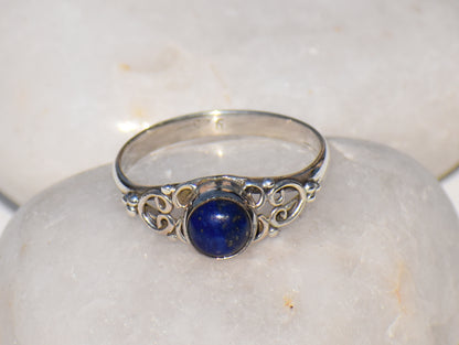 Lapis Lazuli Ring, Sterling Silver Ring, Handmade Ring, Lapis Ring, Round Lapis lazuli, Natural Lapis Lazuli, Statement Ring, Gift For Women