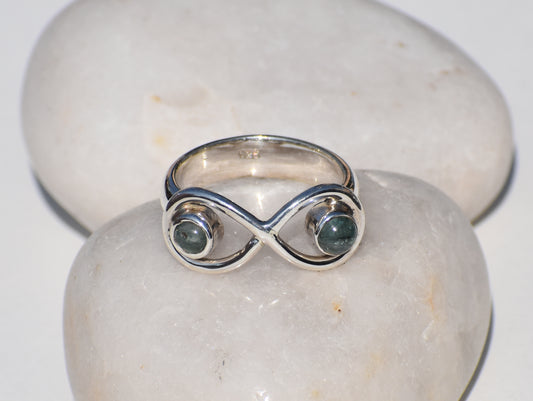 Infinity Labradorite Ring, Double Labradorite Ring, Natural Labradorite, Healing Ring, Solitaire Ring, 925 Solid Silver Ring, Geometric Ring