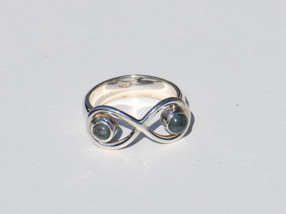 Infinity Labradorite Ring, Double Labradorite Ring, Natural Labradorite, Healing Ring, Solitaire Ring, 925 Solid Silver Ring, Geometric Ring