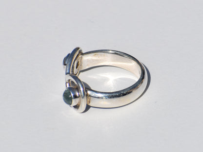 Infinity Labradorite Ring, Double Labradorite Ring, Natural Labradorite, Healing Ring, Solitaire Ring, 925 Solid Silver Ring, Geometric Ring