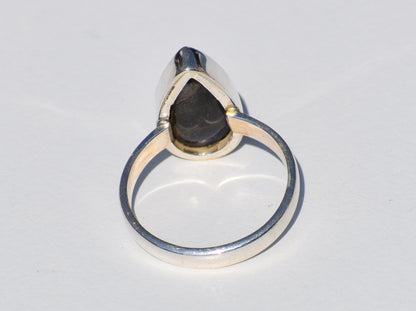 Natural Labradorite Ring, Pear Drop Ring, Healing Gemstone Ring, Blue Flash Gemstone, Silver Dainty Ring, Statement Jewelry, Gift For Lover