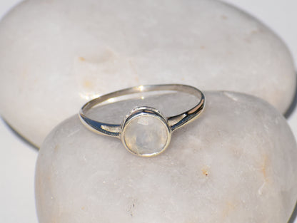 Moonstone Ring, Sterling Silver Ring, Round Gemstone, Birthstone Ring, Statement Ring, Promise Ring, Charm Ring, Bohemian Ring, Gift For Her
