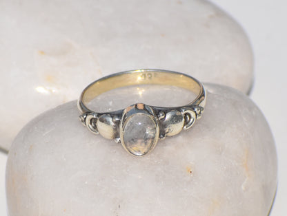Moonstone Ring, Sterling Silver Ring, Wanderlust Ring, Blue Fire Moonstone Ring, Boho Ring, Stacking Ring, White Gemstone Ring, Gift For Her