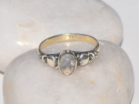 Moonstone Ring, Sterling Silver Ring, Wanderlust Ring, Blue Fire Moonstone Ring, Boho Ring, Stacking Ring, White Gemstone Ring, Gift For Her