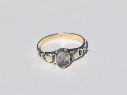 Moonstone Ring, Sterling Silver Ring, Wanderlust Ring, Blue Fire Moonstone Ring, Boho Ring, Stacking Ring, White Gemstone Ring, Gift For Her