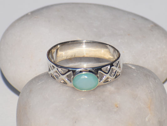 Chalcedony Ring, Sterling Silver Ring, Handmade Ring, Gemstone Ring, Statement Ring, Promise Ring, Precious Ring, Anniversary Gift For Her