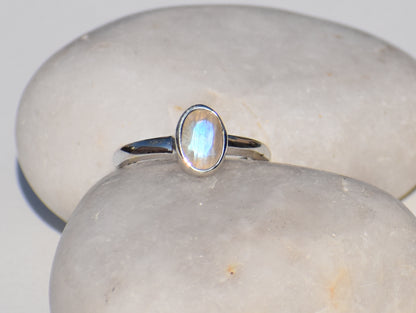 Moonstone Ring, Sterling Silver Ring, Oval Gemstone, Charm Ring, Solitaire Ring, Statement Ring, Precious Ring, Wedding Ring, Ring For Women