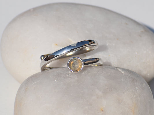 Natural Labradorite Spiral Ring, Open Ring, Solid Silver Ring, Round labradorite, Healing Ring, Birthstone Ring, Zodiac Ring, Statement Ring