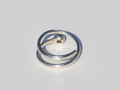 Natural Labradorite Spiral Ring, Open Ring, Solid Silver Ring, Round labradorite, Healing Ring, Birthstone Ring, Zodiac Ring, Statement Ring