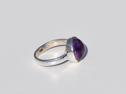 Amethyst Ring, Sterling Silver Ring, Solitaire Ring, Healing Ring, Bohemian Ring, Round Gemstone, Zodiac Ring, Ring For Everyone, Gift Item