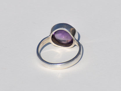 Amethyst Ring, Sterling Silver Ring, Solitaire Ring, Healing Ring, Bohemian Ring, Round Gemstone, Zodiac Ring, Ring For Everyone, Gift Item