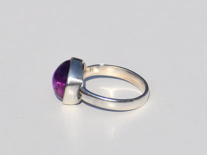 Amethyst Ring, Sterling Silver Ring, Solitaire Ring, Healing Ring, Bohemian Ring, Round Gemstone, Zodiac Ring, Ring For Everyone, Gift Item
