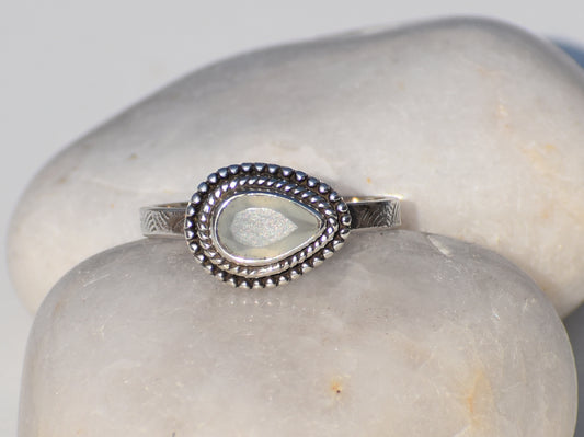 Faceted Aqua Chalcedony Ring, Pear Chalcedony Ring, Handcrafted Ring, Sterling Silver Ring, Blue Chalcedony, Anniversary Gift, Gift For her