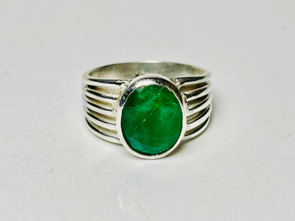 Emerald Ring, May Birthstone Ring, Solitaire Stone Ring, Sterling Silver Ring, Natural Gemstone Ring, 925 Silver Emerald Ring, Oval Emerald