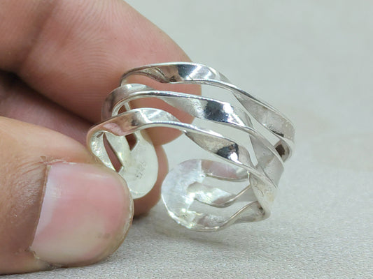 Band Ring, 925 Sterling Silver Ring, Handmade Ring, Adjustable Silver Ring, Women Ring, Anniversary Gift, Wide Band Ring, Stacking Band Ring