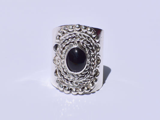 Black Onyx Band Ring, Healing Stone, Oval Stone Ring, Handcrafted Band Ring, Unisex Jewelry, Statement Jewelry, Wide Band Ring, Gift For Her