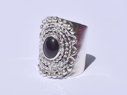 Black Onyx Band Ring, Healing Stone, Oval Stone Ring, Handcrafted Band Ring, Unisex Jewelry, Statement Jewelry, Wide Band Ring, Gift For Her