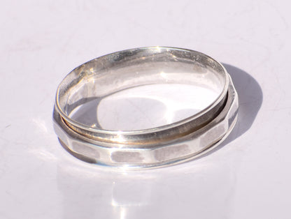 Spinner Ring, Band Ring, 925 Sterling Silver Ring, Handmade Ring, Hammered Spinner Ring, Anxiety Ring, Fidget Ring, Stacking Ring, Gift Ring