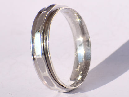 Spinner Ring, Band Ring, 925 Sterling Silver Ring, Handmade Ring, Hammered Spinner Ring, Anxiety Ring, Fidget Ring, Stacking Ring, Gift Ring