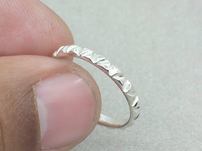 Stacking Ring, Texture Ring, 925 Sterling Silver Ring, Unisex Ring, Band Ring, Thin Band Ring, Handmade Ring, Wedding band Ring, Couple Ring
