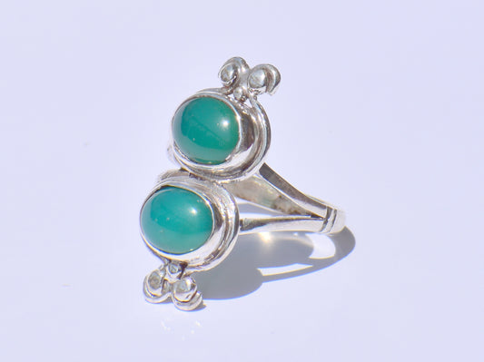 Onyx Ring, Green Onyx Ring, Double Green Stone Ring, Handmade Ring, 925 Sterling Silver Ring, Oval Onyx Ring, Zodiac Ring, Solitaire Ring