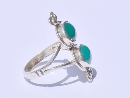 Onyx Ring, Green Onyx Ring, Double Green Stone Ring, Handmade Ring, 925 Sterling Silver Ring, Oval Onyx Ring, Zodiac Ring, Solitaire Ring