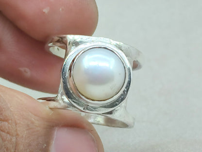 Pearl Band Ring, 925 Sterling Silver Ring, Handmade Ring, Fresh Water Pearl Ring, Handmade Ring, Zodiac Ring, Unisex Ring, Birthstone Ring