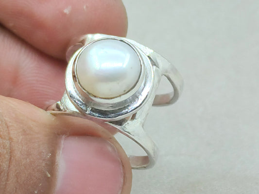 Pearl Band Ring, 925 Sterling Silver Ring, Handmade Ring, Fresh Water Pearl Ring, Handmade Ring, Zodiac Ring, Unisex Ring, Birthstone Ring