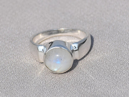 Natural Rainbow Moonstone Ring, June Birthstone, 925 Sterling Silver Ring, Natural Stone Ring, Promise Ring, Etsy Ring, Moonstone Jewelry