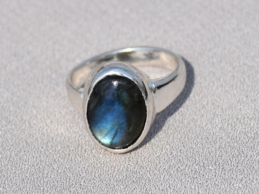 Oval Labradorite Ring, Natural Labradorite Ring, Blue Fire Labradorite Ring, 925 Sterling Silver Ring, Statement Ring, Handmade Ring For Her