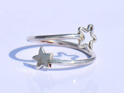 Silver Star Ring, Hollow Star Ring, 925 Sterling Silver Ring, Adjustable Ring, Handmade Ring, Minimalist Ring, Unisex Jewelry, Bohemian Ring
