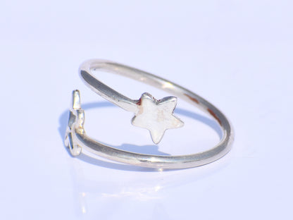 Silver Star Ring, Hollow Star Ring, 925 Sterling Silver Ring, Adjustable Ring, Handmade Ring, Minimalist Ring, Unisex Jewelry, Bohemian Ring
