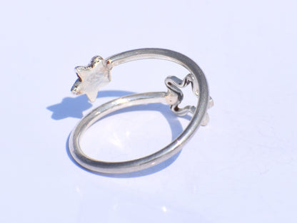 Silver Star Ring, Hollow Star Ring, 925 Sterling Silver Ring, Adjustable Ring, Handmade Ring, Minimalist Ring, Unisex Jewelry, Bohemian Ring