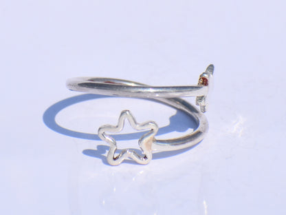 Silver Star Ring, Hollow Star Ring, 925 Sterling Silver Ring, Adjustable Ring, Handmade Ring, Minimalist Ring, Unisex Jewelry, Bohemian Ring
