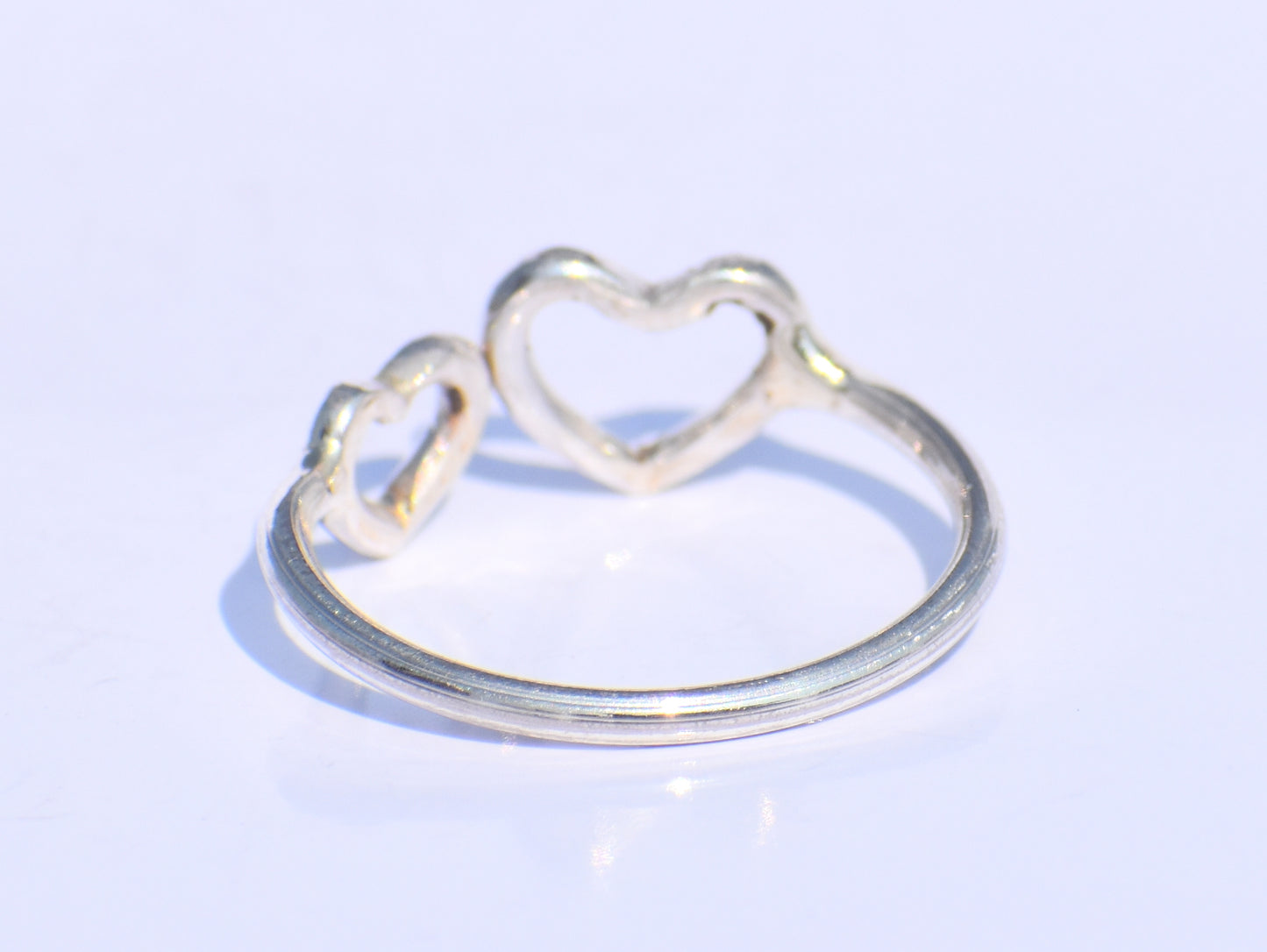 Silver Heart Ring, Double Heart Ring, 925 Silver Ring, Handmade Ring, Statement Ring, Delicate Fine Jewelry, Stacking Ring, Heart Jewellery