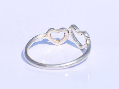 Silver Heart Ring, Double Heart Ring, 925 Silver Ring, Handmade Ring, Statement Ring, Delicate Fine Jewelry, Stacking Ring, Heart Jewellery