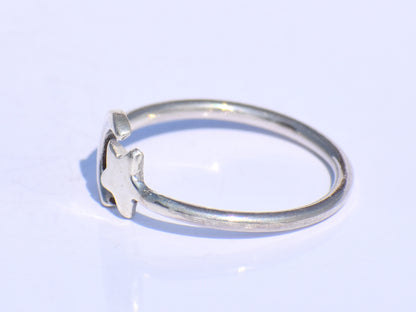 Silver Star Ring, Silver Crescent Ring, 925 Silver Ring, Handmade Ring, Adjustable Ring, Silver Dainty Ring, Bohemian Ring, Stacking Jewelry